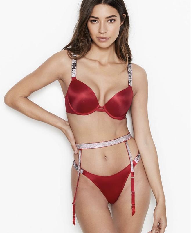 Komplet bielizny z kryształkami Bordowy