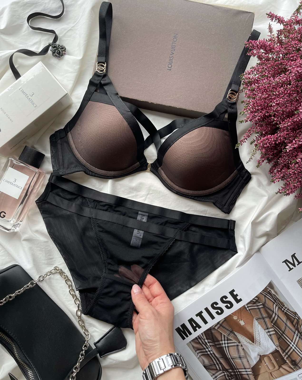 Komplet z siateczki i gumek Czarny