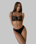 Koronkowy komplet z push-up Czarny