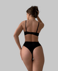 Komplet bielizny strappy z siateczką - Czarny