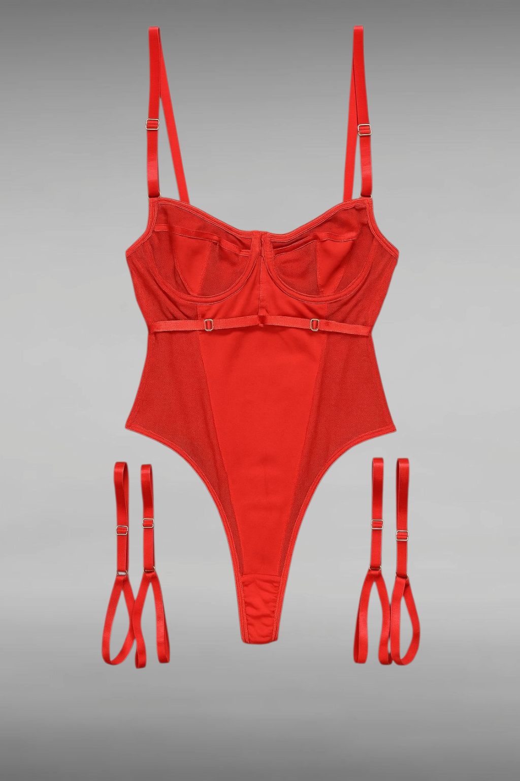 Body damskie z transparentnymi elementami - Czerwony